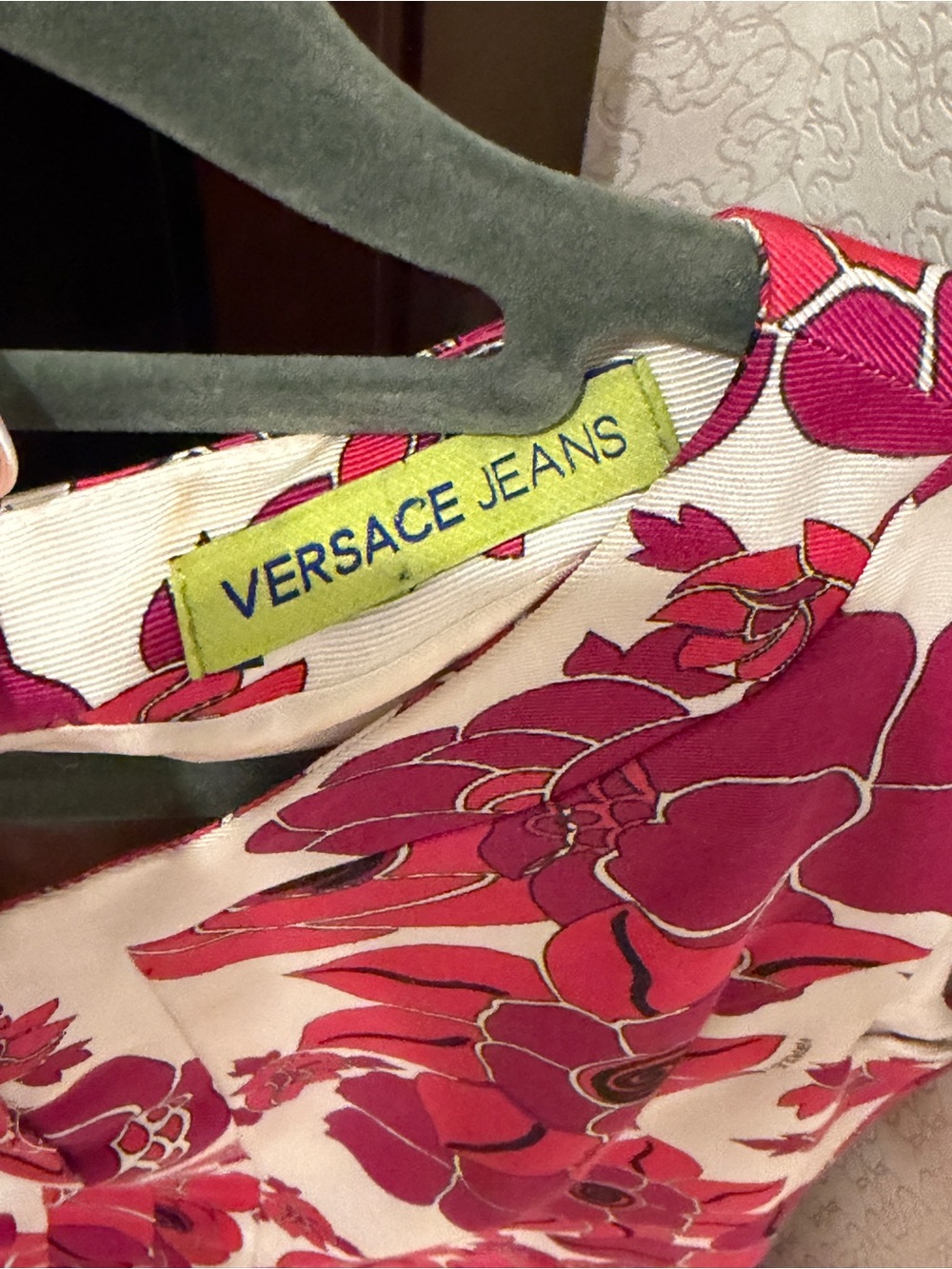 Versace Fuchsia and Red Floral Dress Sz 8 - Picture 2 of 5